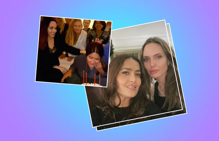 Angelina Jolie hunde a Salma Hayek en su pastel al grito de "mordida, mordida"